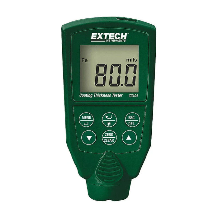s Extech Cg104 Coating Thickness Tester front view digital screen showing 80 mils.