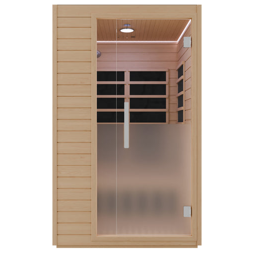 SaunaSpa SC-SS0022-2P infrared sauna front view with frosted glass door on white