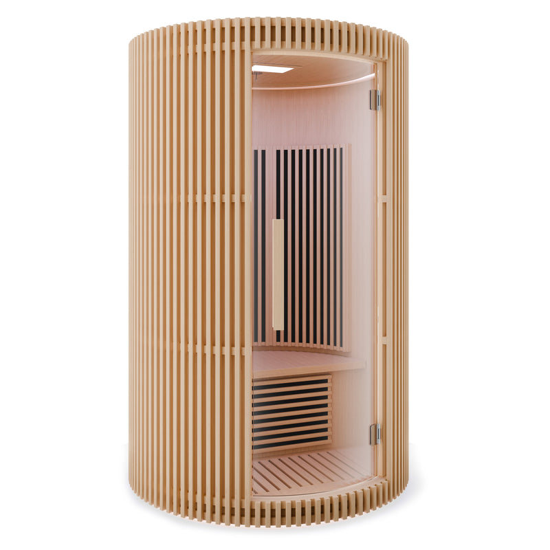 SaunaSpa SC-SS0025-0S infrared sauna side angle on white