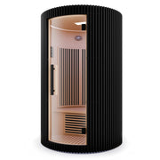 SaunaSpa SC-SS0025-0SBK infrared sauna in black, angled view on white