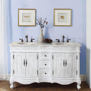 Silkroad Exclusive HYP-0145-CM-UIC-58 installed in a blue bathroom with oil-bronze widespread faucets