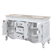 Silkroad Exclusive HYP-0145-CM-UIC-58 doors and three center drawers open on white