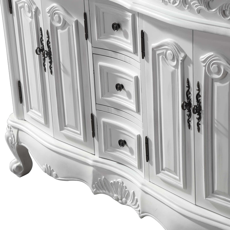 Silkroad Exclusive HYP-0145-WM-UWC-48 close-up of carved door panels, cabriole leg and dark hardware