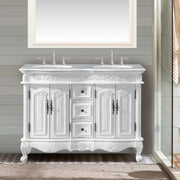 Silkroad Exclusive HYP-0145-WM-UWC-48 installed in a grey bathroom with mirror and brushed faucets