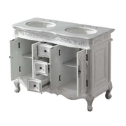 Silkroad Exclusive HYP-0145-WM-UWC-48 doors and three center drawers open on white
