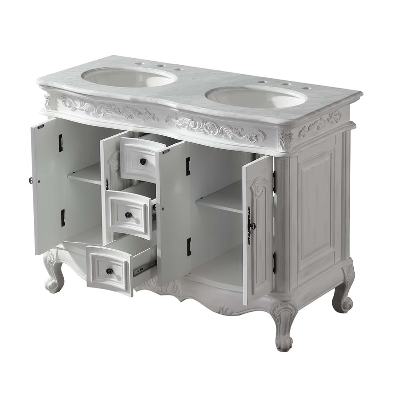 Silkroad Exclusive HYP-0145-WM-UWC-48 doors and three center drawers open on white