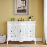 Silkroad Exclusive HYP-0152-CM-UWC-48 48" Antique White single sink vanity, installed in a bathroom, front view