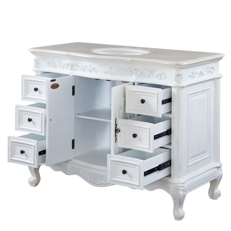 Silkroad Exclusive HYP-0152-CM-UWC-48 three-quarter view with doors and drawers open, on white