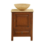 Silkroad Exclusive HYP-0158-T-22_S29B 22" American Chestnut vanity with vessel, front view on white