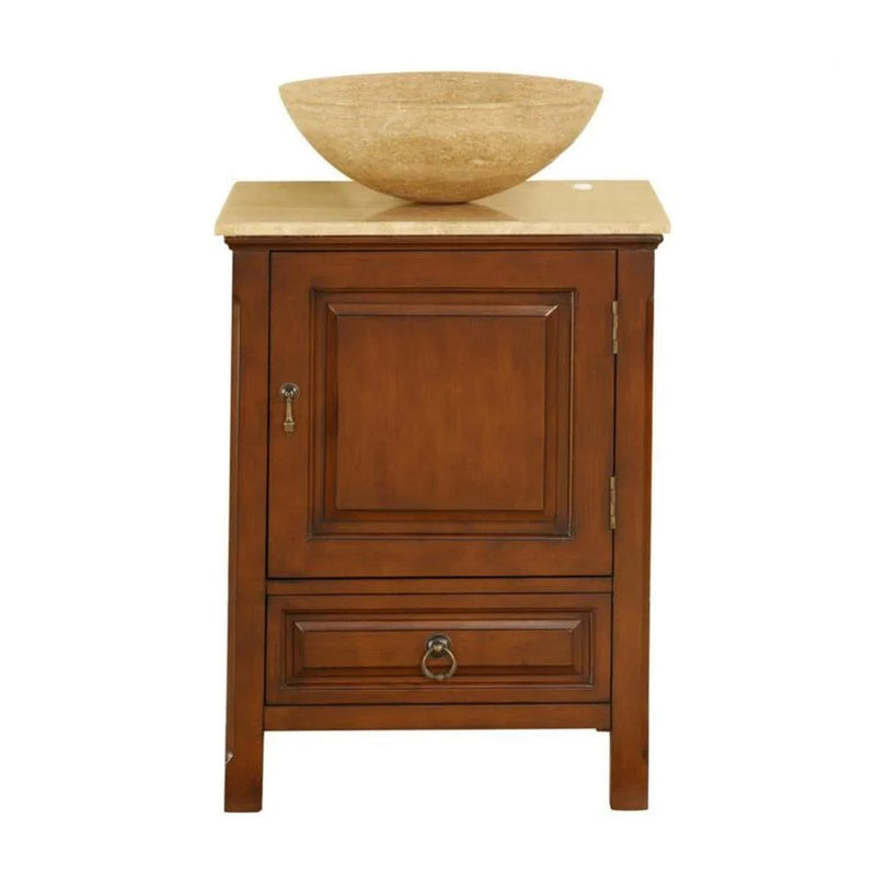 Silkroad Exclusive HYP-0158-T-22_S29B 22" American Chestnut vanity with vessel, front view on white