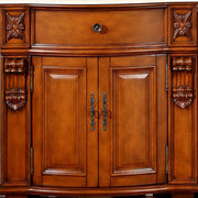 Silkroad Exclusive HYP-0204-CM-UIC-53 53" Cherry single sink modular vanity, close-up of the carved door section