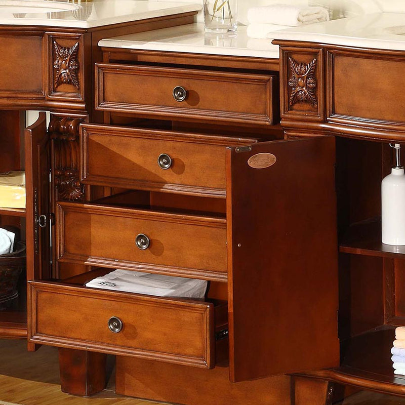 Silkroad Exclusive HYP-0204-CM-UIC-84 close-up of the open drawers and cabinet interior