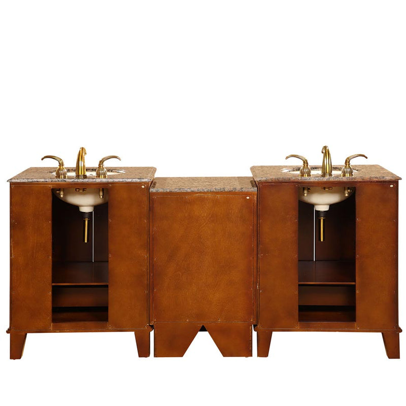 Silkroad Exclusive HYP-0207-BB-UIC-76 back view on white showing both plumbing cutouts