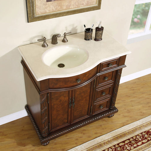 Silkroad Exclusive HYP-0213-CM-UIC-36-L three-quarter view from above showing the top and sink