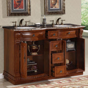Silkroad Exclusive HYP-0223-BB-UWC-55 doors and center drawers open showing interior storage
