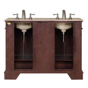 Silkroad Exclusive HYP-0224-T-UWC-48 48" Dark Walnut double vanity, back view showing the plumbing opening