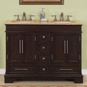 Silkroad Exclusive HYP-0224-T-UWC-48 48" Dark Walnut double vanity, front view in a bathroom