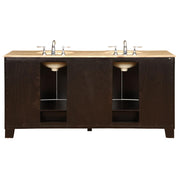 Silkroad Exclusive HYP-0703-T-UIC-72 72" Dark Espresso double vanity, back view showing the plumbing opening
