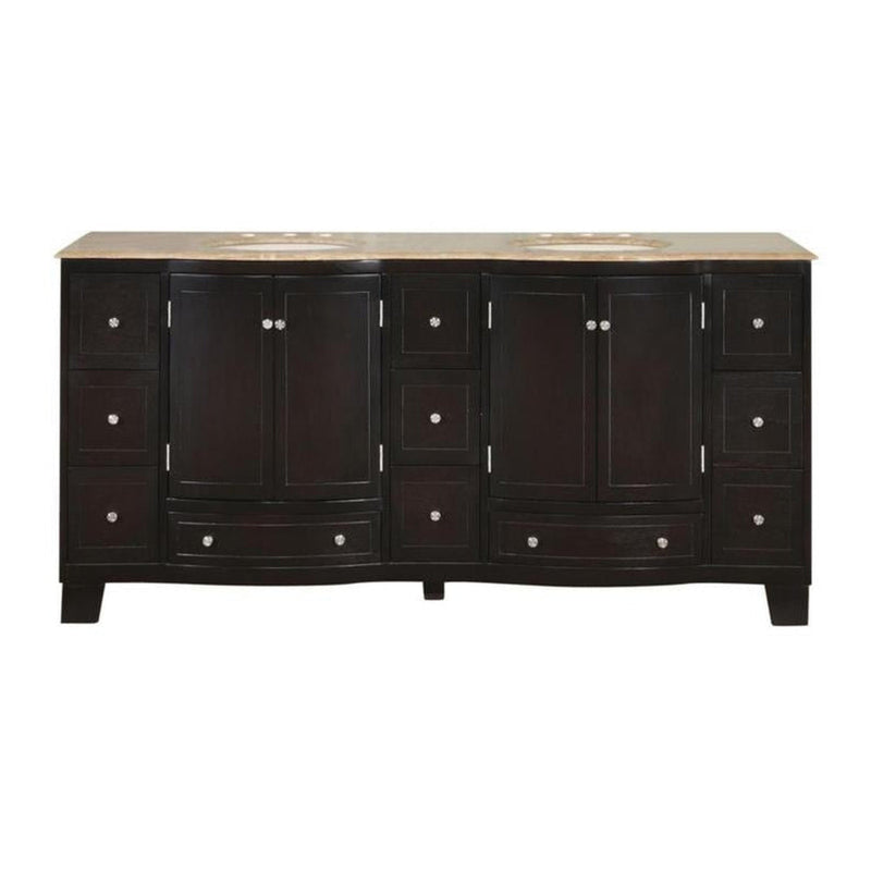 Silkroad Exclusive HYP-0703-T-UIC-72 72" Dark Espresso double vanity, front view on white