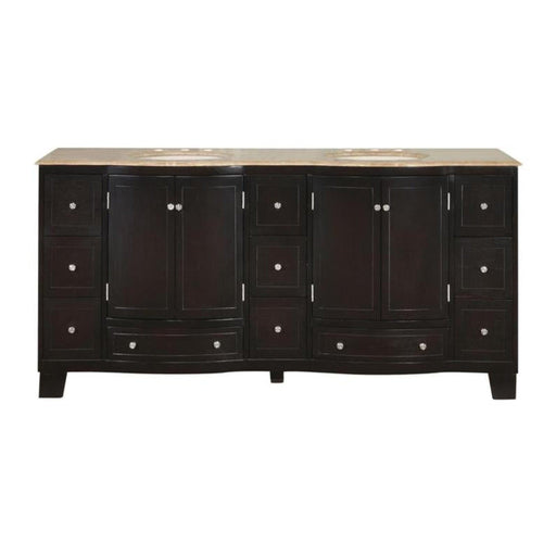 Silkroad Exclusive HYP-0703-T-UIC-72 72" Dark Espresso double vanity, front view on white