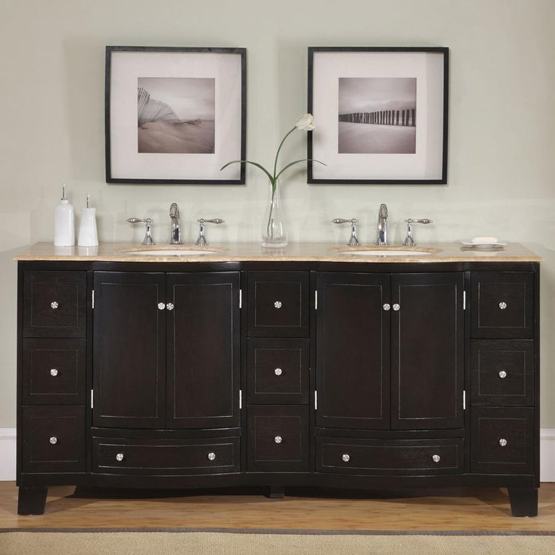 Silkroad Exclusive HYP-0703-T-UIC-72 72" Dark Espresso double vanity, in a bathroom