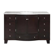 Silkroad Exclusive HYP-0703-WM-UWC-55 55" Dark Espresso vanity, Carrara, front view on white