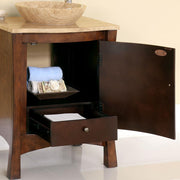 Silkroad Exclusive HYP-0714-T-TT-26 26" Red Chestnut vessel vanity, close-up of the open door and drawer