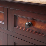 Silkroad Exclusive HYP-0716-T-UWC-48 48" Red Chestnut double vanity, close-up of a burl drawer front and knob