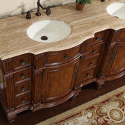Silkroad Exclusive HYP-0722-T-UIC-72 72" Brazilian Rosewood double vanity, close-up of the undermount sink in the stone top