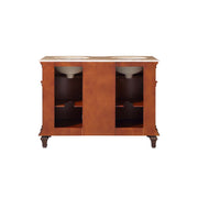 Silkroad Exclusive HYP-0722-T-UWC-48 48" Brazilian Rosewood double sink vanity, back view showing the open plumbing cut-out