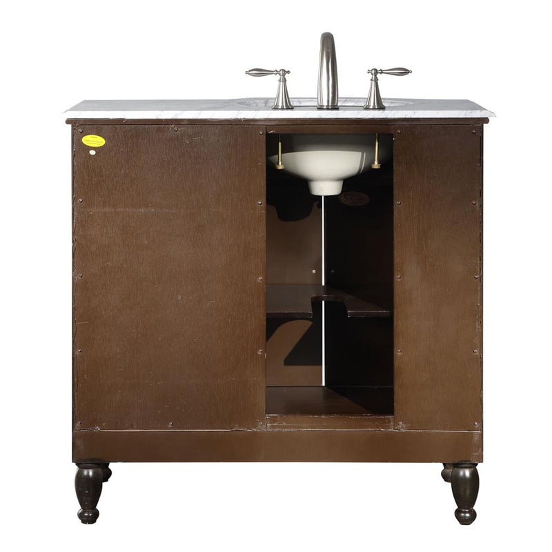 Silkroad Exclusive HYP-0902-WM-UWC-38-L back view on white showing the plumbing cutout