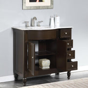 Silkroad Exclusive HYP-0902-WM-UWC-38-L doors and side drawers open showing the shelf