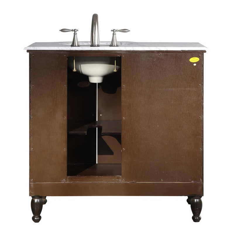 Silkroad Exclusive HYP-0902-WM-UWC-38-R back view on white showing the plumbing cutout