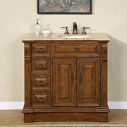 Silkroad Exclusive HYP-0904-T-UIC-38-R installed in a bathroom with oil-bronze widespread faucet