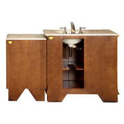 Silkroad Exclusive HYP-0904-T-UIC-58-R back view on white showing the plumbing cutout and drawer bank