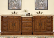Silkroad Exclusive HYP-0904-T-UIC-95 installed in a bathroom with two oil-bronze widespread faucets