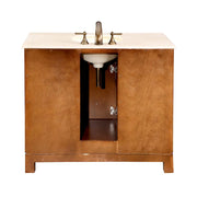 Silkroad Exclusive HYP-0911-CM-UWC-42 42" Cherry single sink vanity, back view showing the open plumbing cut-out