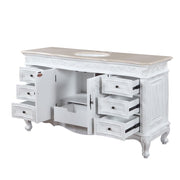 Silkroad Exclusive JB-0273-CM-UWC-60 three-quarter view with doors and drawers open, on white
