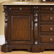 Silkroad Exclusive LTP-0176-T-UIC-72 72" Dark Chestnut double sink vanity, close-up of the doors and front detail