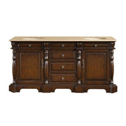Silkroad Exclusive LTP-0176-T-UIC-72 72" Dark Chestnut double sink vanity, front view on white