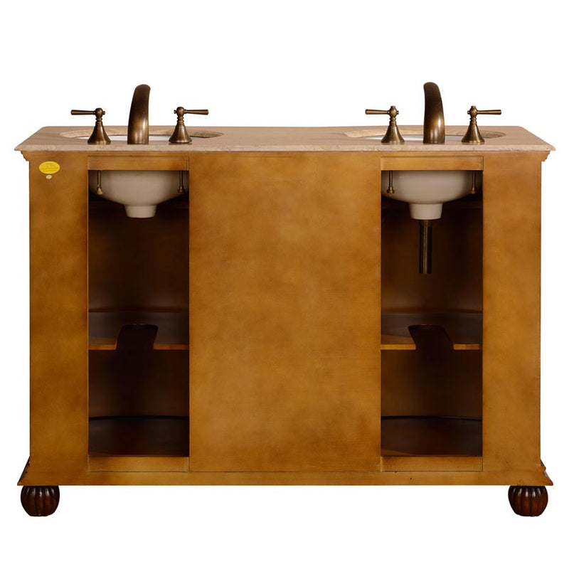 Silkroad Exclusive LTR-0180-T-UWC-52 back view on white showing the two plumbing cutouts and bun feet