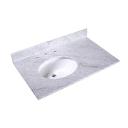 Silkroad Exclusive T36L03 36" Carrara top, left oval sink, three-quarter view on white