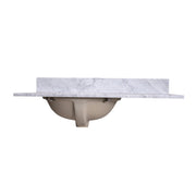 Silkroad Exclusive T36L03 36" Carrara top, left oval sink, front view showing the sink bowl under the slab