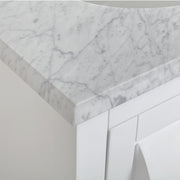 Silkroad Exclusive V0269WW68D 68" White double sink vanity, close-up of the stone top and edge profile