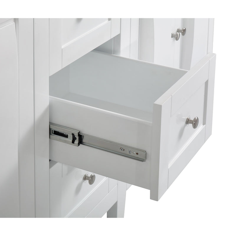 Silkroad Exclusive V0269WW68D 68" White double sink vanity, close-up of a drawer on its slides