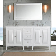 Silkroad Exclusive V0269WW68D 68" White double sink vanity, front view in a bathroom