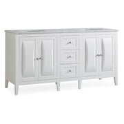 Silkroad Exclusive V0269WW68D 68" White double sink vanity, three-quarter view, on white