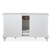 Silkroad Exclusive V0277WW60C 60" Antique White single vanity, back view showing the plumbing opening