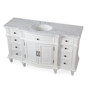 Silkroad Exclusive V0277WW60C 60" Antique White single vanity, three-quarter view on white