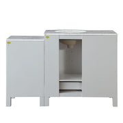 Silkroad Exclusive V0290WW54R 53.5" White single sink vanity, back view showing the open plumbing cut-out